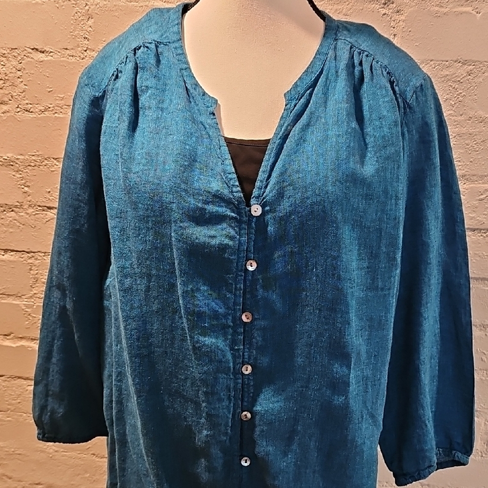 J. Jill Blue Linen Tunic